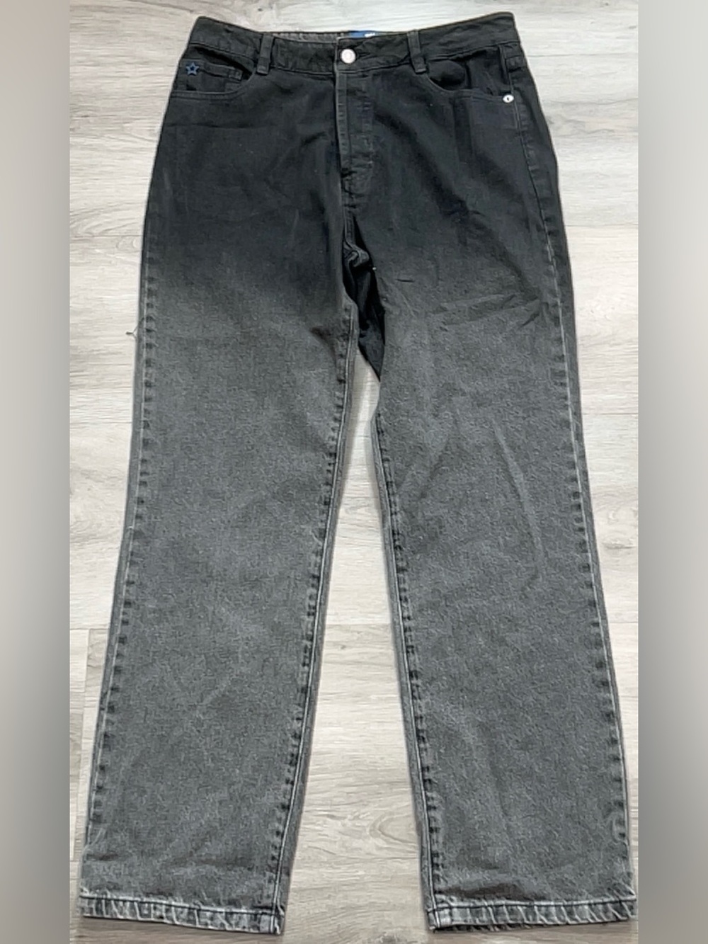 NAU Uniform Womens Size 10 Black Ombre Gradient Cotton Straight Leg Jeans Denim